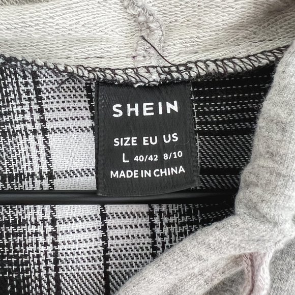 Grey & Black Hooded Plaid Button Up - Picture 5 of 6